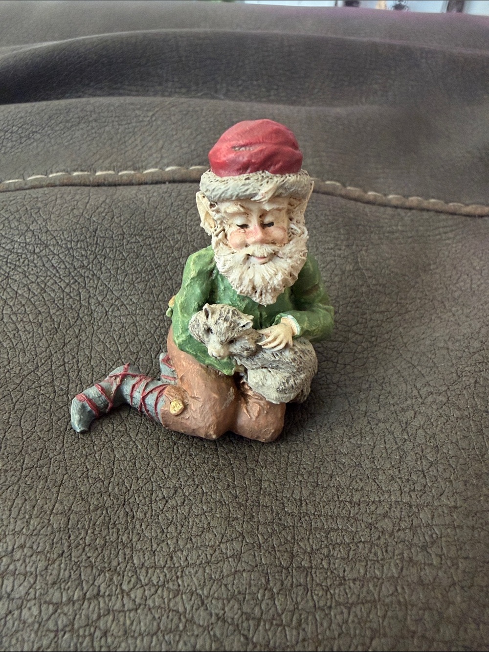 Holiday Elf Figurine in Red, Green and Brown